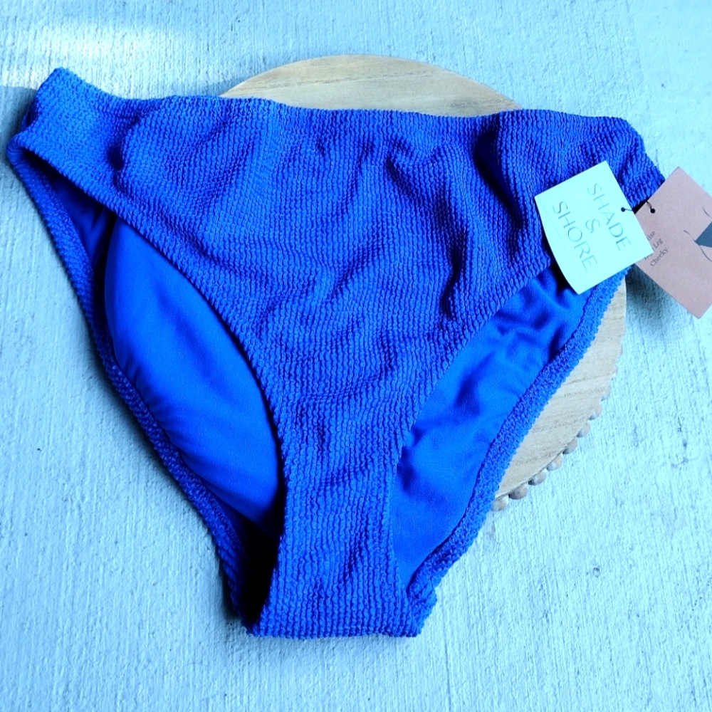 Women's Pucker Textured High Waist Medium Coverage Bikini Bottom - Shade & Shore